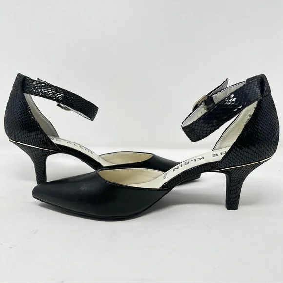 Anne Klein Black Textured Heels - Picture 3 of 8